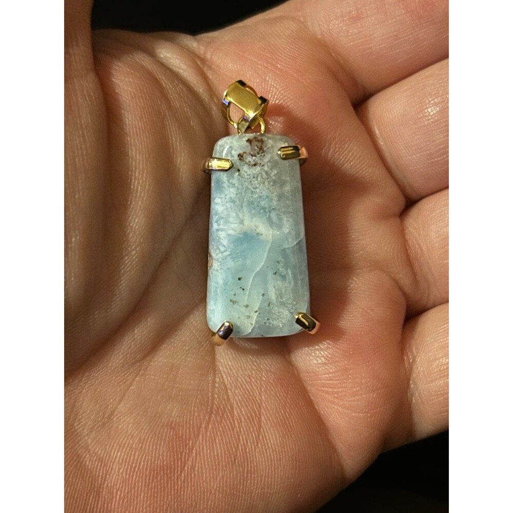 Genuine Larimar Rectangular Pendant - Picture 2 of 12